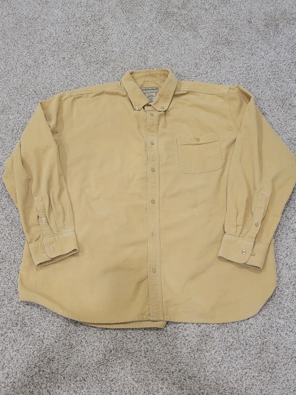 Men's Casual Corduroy Button-Down Shirt in Tan